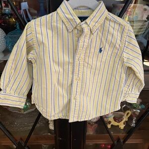 Ralph Lauren Yellow and Blue Striped Button-Down Shirt